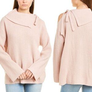 AllSaints Sura Tie Neck Wool Sweater Jumper Pink Size XS Shoulder Cutout Neutral